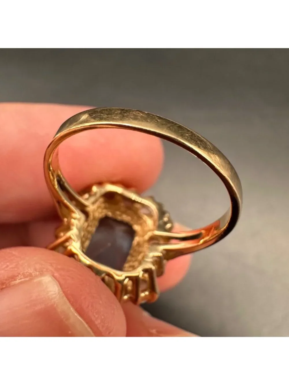 Vintage Ring 14k Yellow Gold Blue Topaz Opal Cabochons Cocktail Size 5.5 Retro